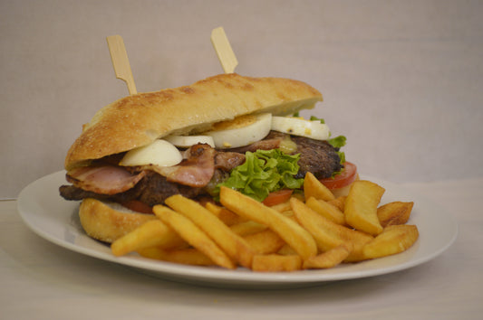Chivito uruguayan beef sandwich w/fries